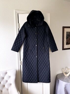 Weekend‎ MaxMara Long Quilted Hooded Puffer Coat Black 4 EUC